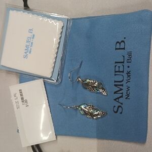 NWT Samuel B. Silver feather earrings